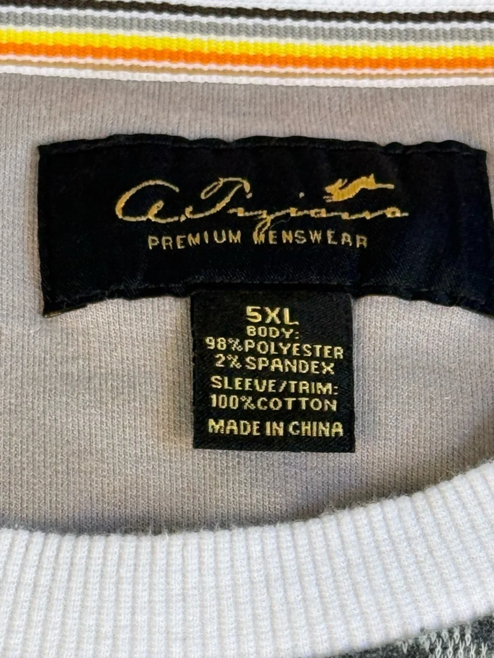 A. Tiziano Men’s Logan Knit Yelllow Gray Crewneck Sweater Color Blocked 5XL